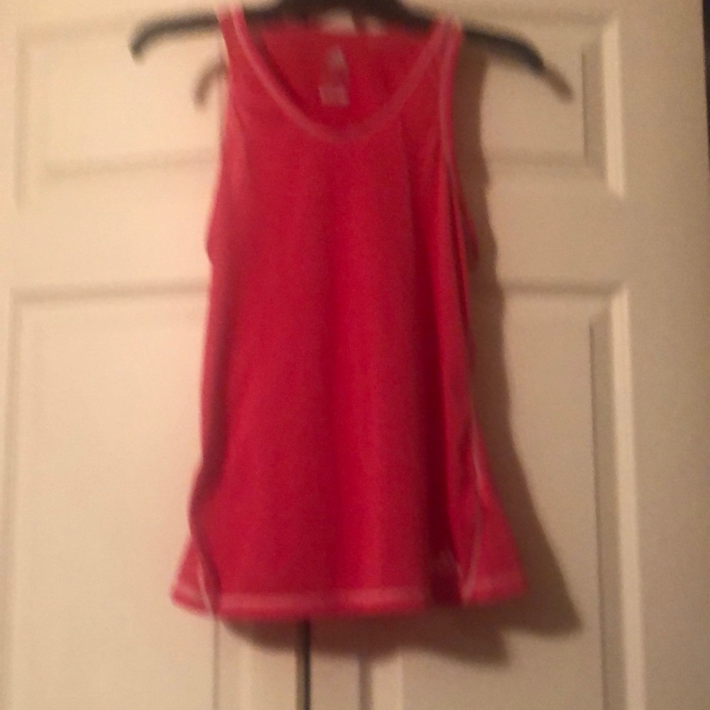 Adidas -Medium Hot Pink Racer Athletic Tank w/White Stitching.